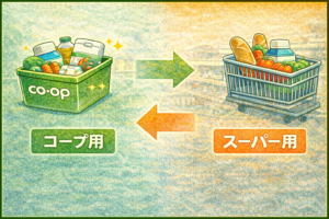コープ用とスーパー用で役割を分ける